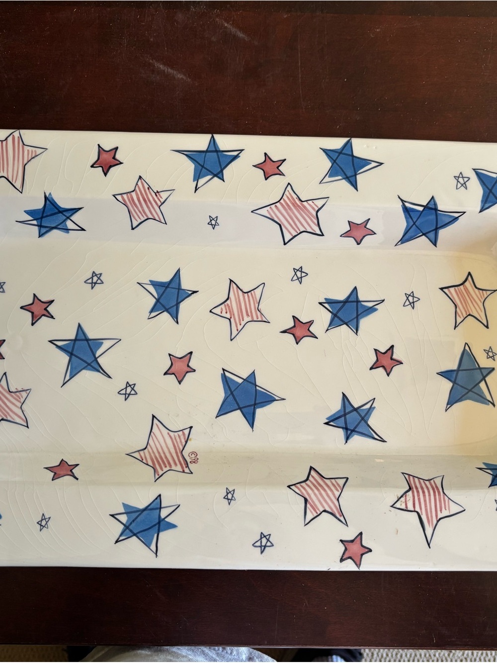 Eddie Bauer NWOT Home Patriotic Stars Rectangular Ceramic Serving Platter Tray